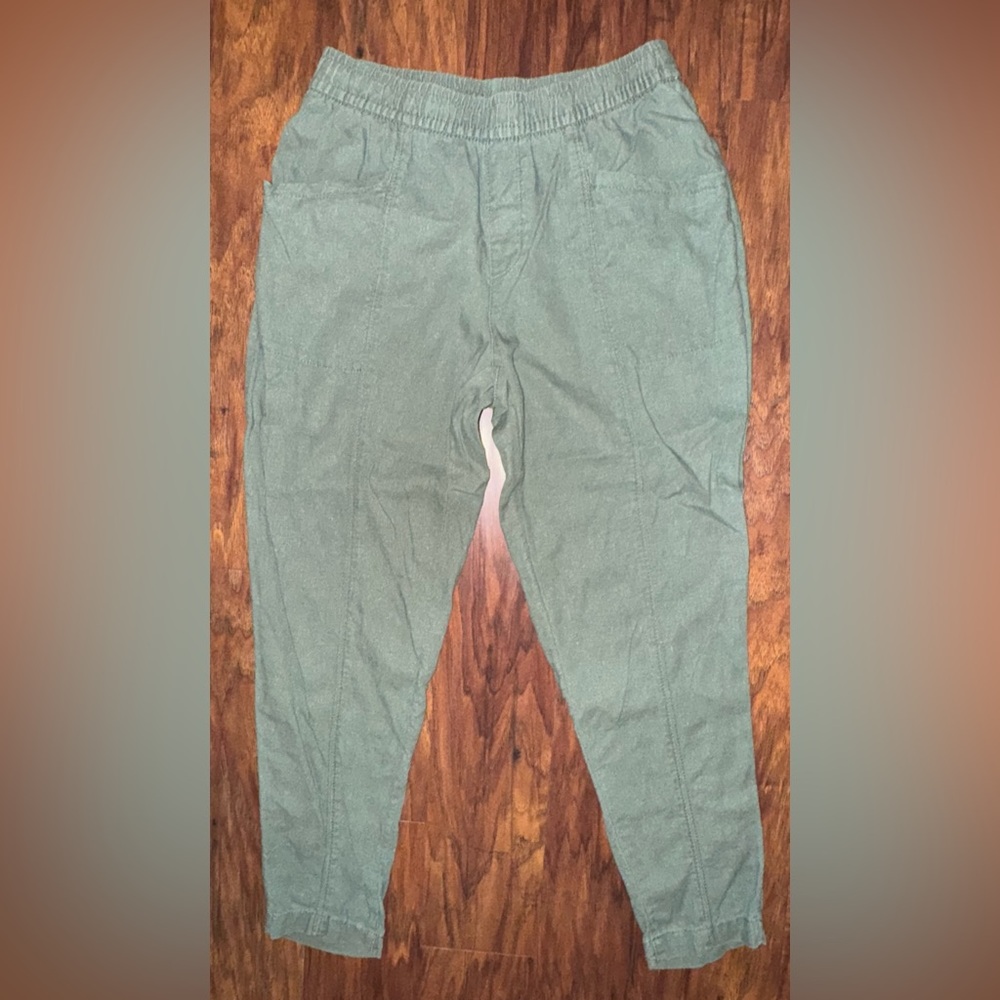 Old Navy Linen Ankle Pants Hot Linen Crop Arugula XS